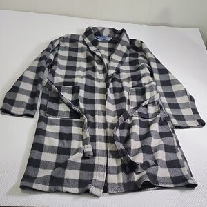Plaid Men's Robe - Black and Gray